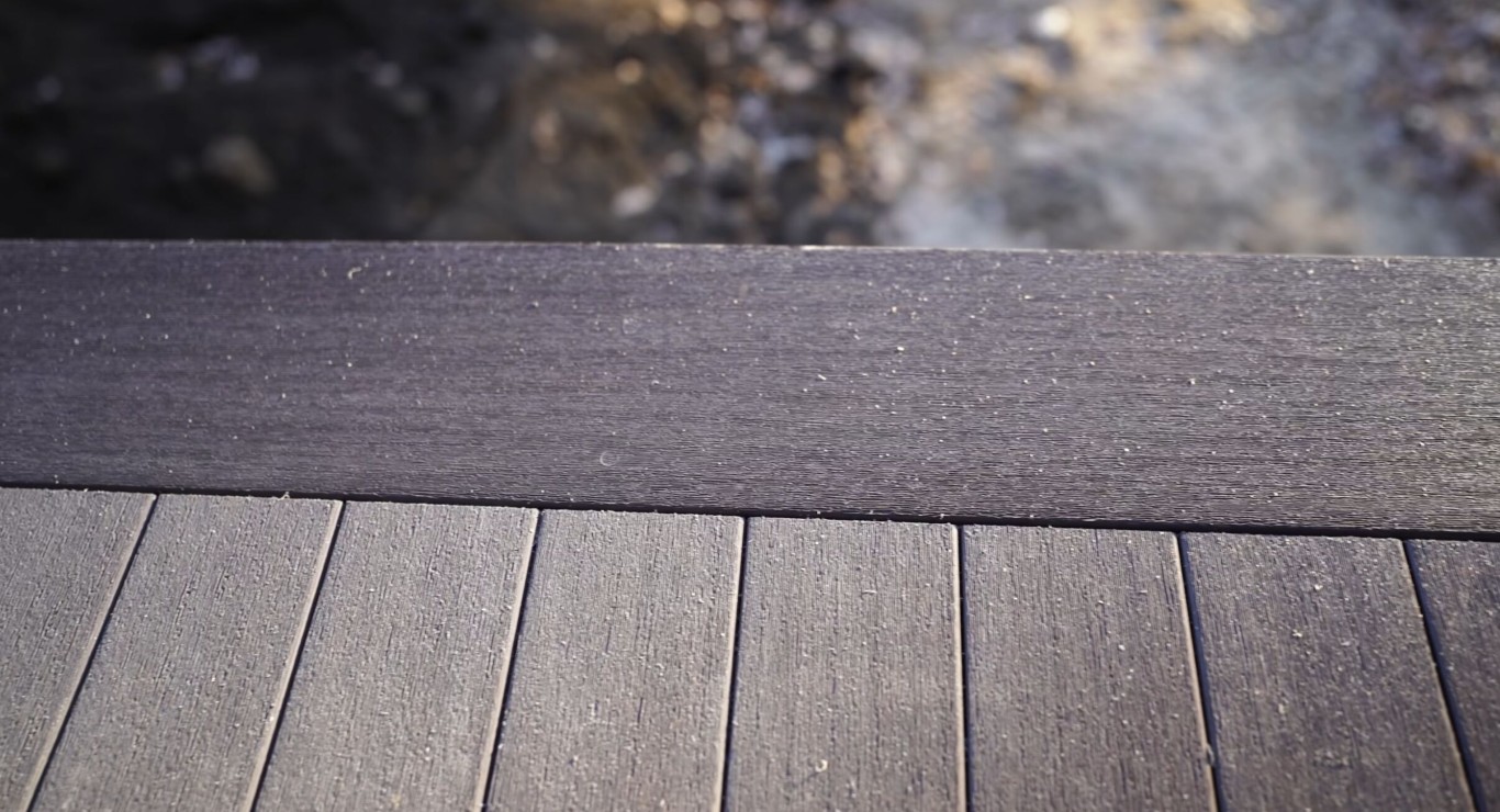 Close-up of low-maintenance composite decking material