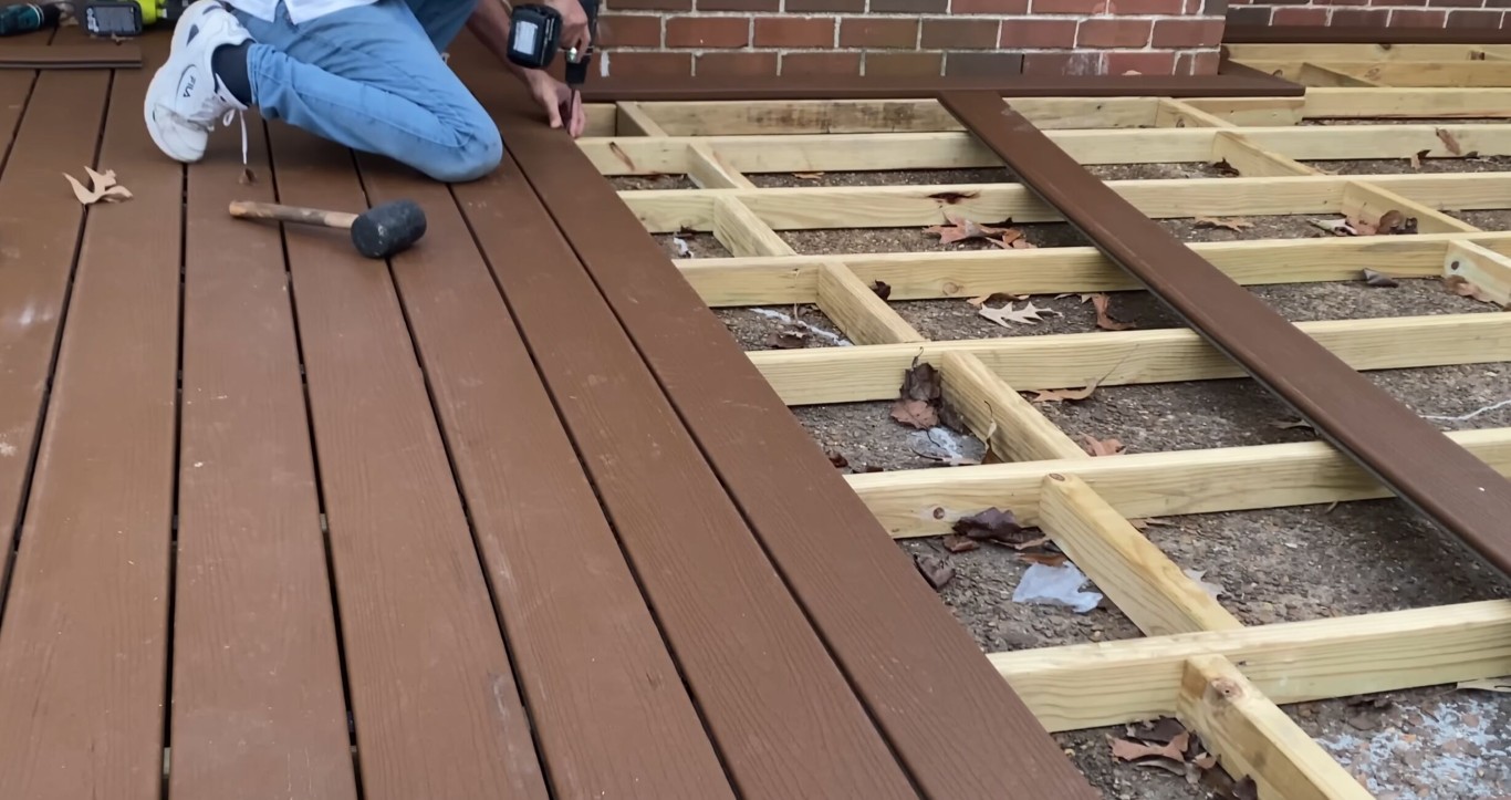 Professional deck repair and restoration services in progress